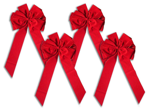 4 Pack 28" Red Velvet Bows