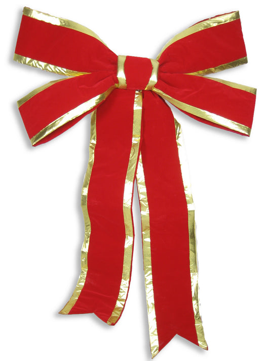 36" Red Velvet Bow with Gold Trim