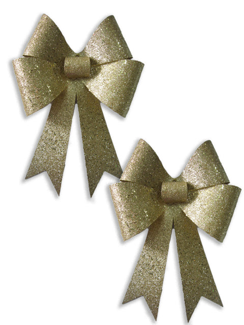 2 Pack 18" PVC Bow Gold Glitter