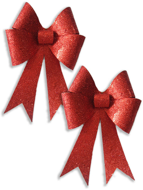 2 Pack 18" PVC Bow Red Glitter