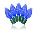 Commercial Grade 25 Count Faceted C9 Blue LEDs on Green Wire