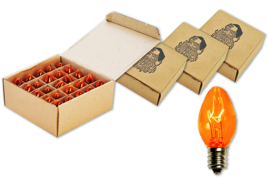 100 Pack of Orange C7 Incandescent Bulbs with E12 Sockets