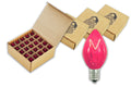 100 Pack of C7 Pink Incandescent Bulbs with E12 Sockets