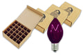 100 Pack of Purple C7 Incandescent Bulbs with E12 Sockets