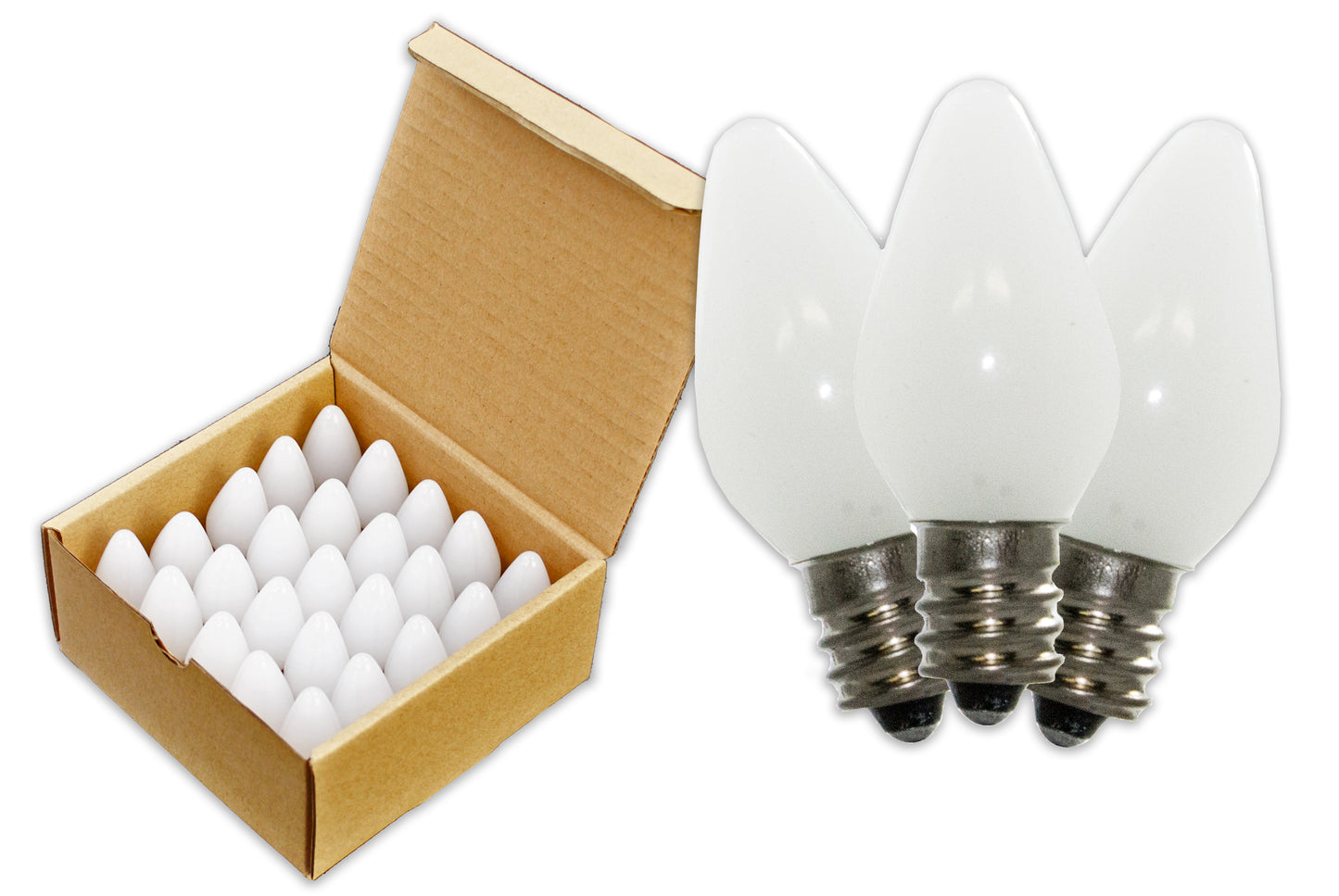 25 Pack of C7 Pure White Frosted Dimmable SMD LED Retrofit Bulbs