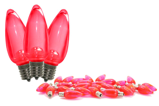 25 Pack of C9 Dimmable Smooth Pink LED Retrofit Bulbs