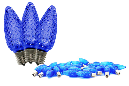 25 Pack of C9 Faceted Blue LED Retrofit Lamps