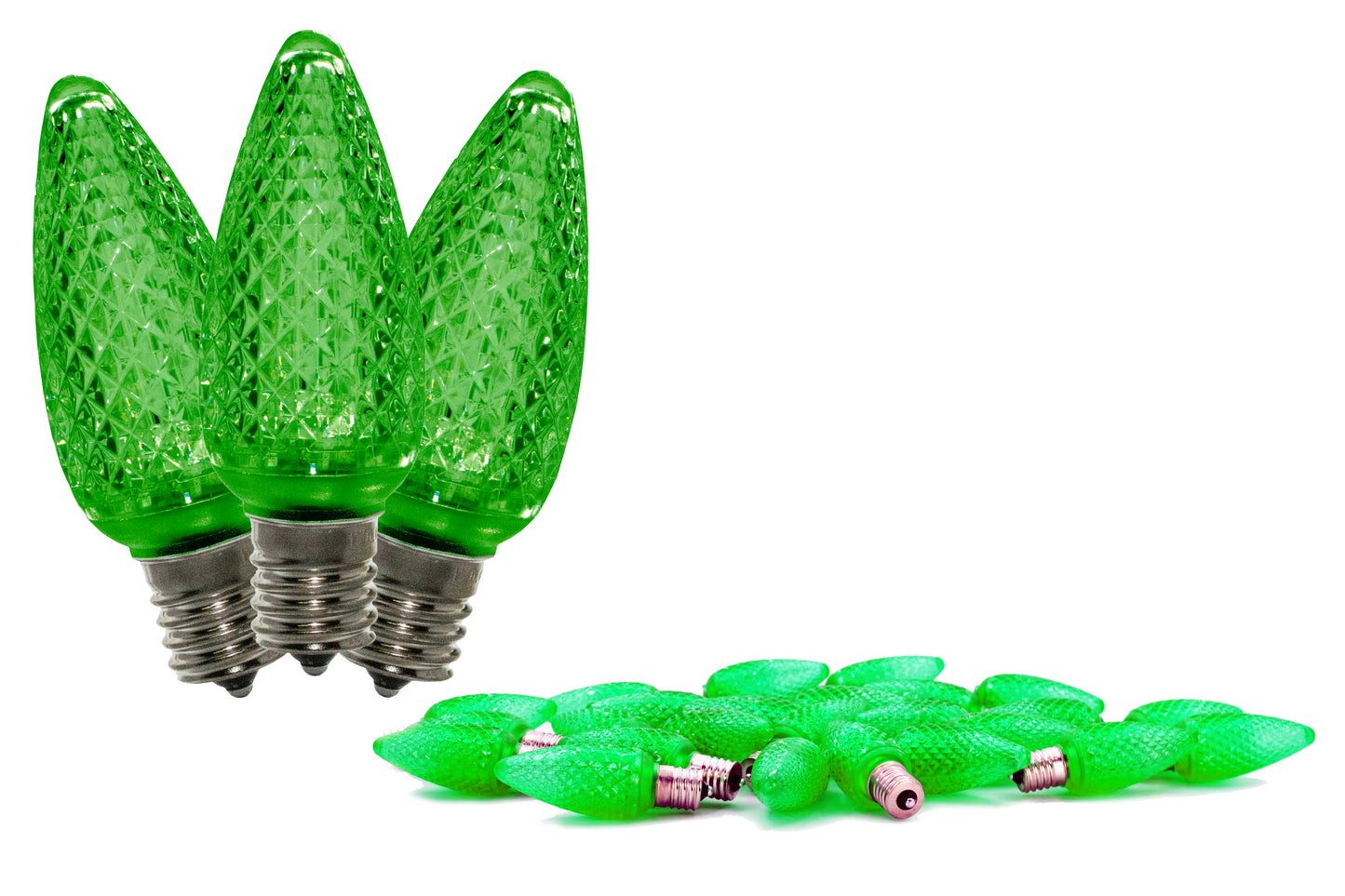 25 Pack of C9 Faceted Green LED Retrofit Lamps