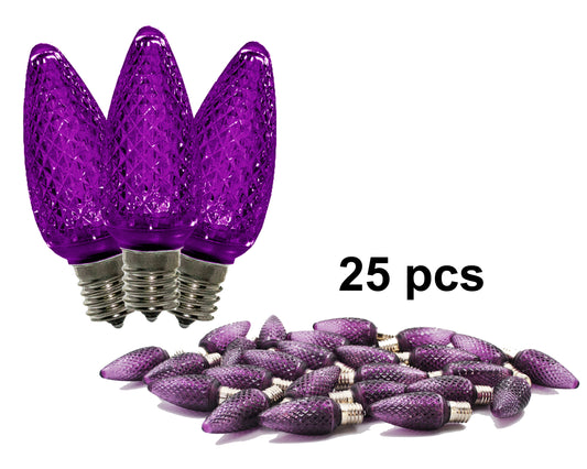 25 Pack of C9 Purple Dimmable SMD LED Retrofit Bulbs