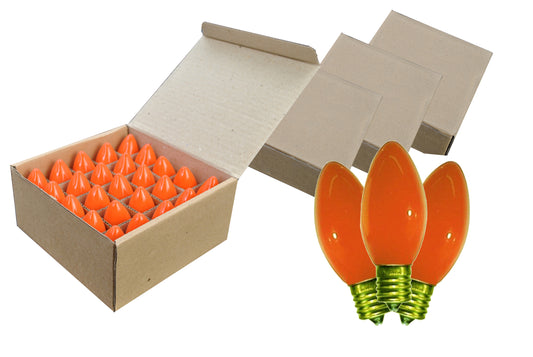 100 Pack C9 Ceramic Dimmable Incandescent Painted Orange/Amber Bulbs E17 Base