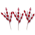 3 Pack of Burgundy Leafy Pick with Burgundy Glitter Spray