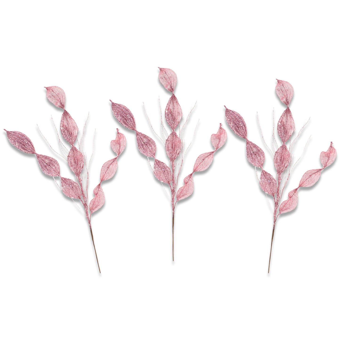 3 Pack of Light Pink Leafy Glitter Picks with Light Pink Glitter Spray