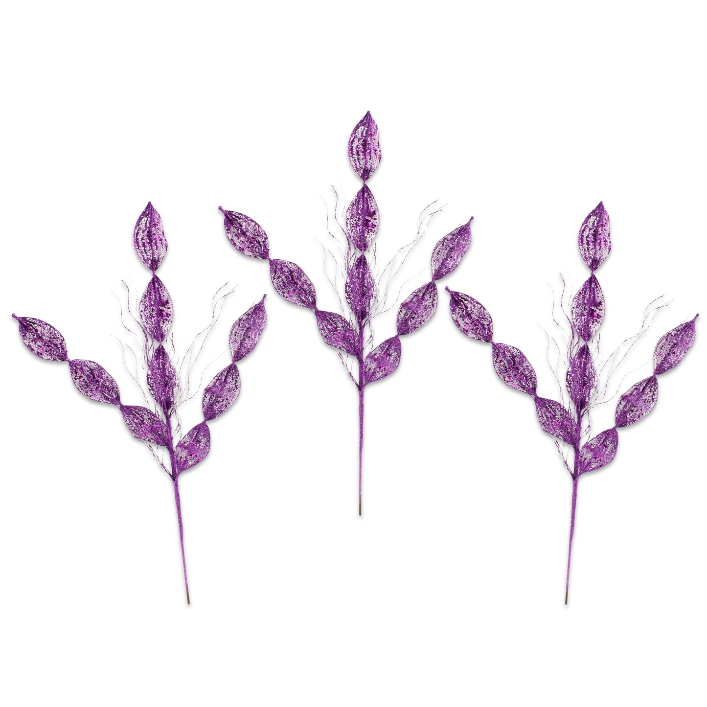 3 Pack of Purple Leafy Glitter Picks with Purple Glitter Spray