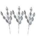 3 Pack of Silver Leafy Glitter Picks with Silver Glitter Spray