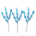 3 Pack of Teal Blue Leafy Glitter Picks with Teal Blue Glitter Spray