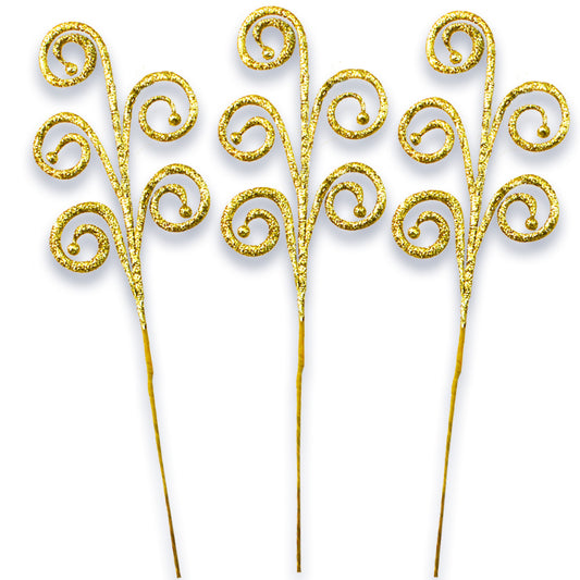 3 Pack Gold Glitter Picks