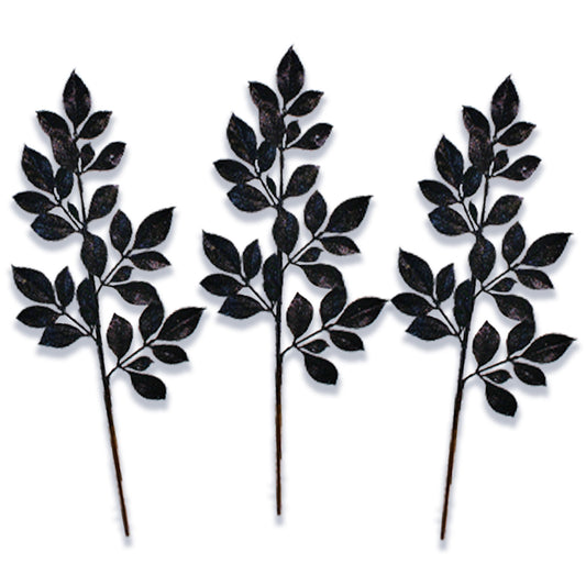 3 Pack of Black Leafy Glitter Picks