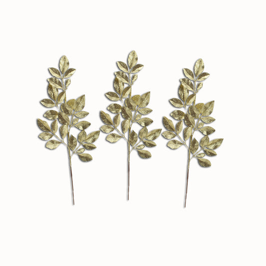 3 Pack of Gold Leafy Glitter Picks