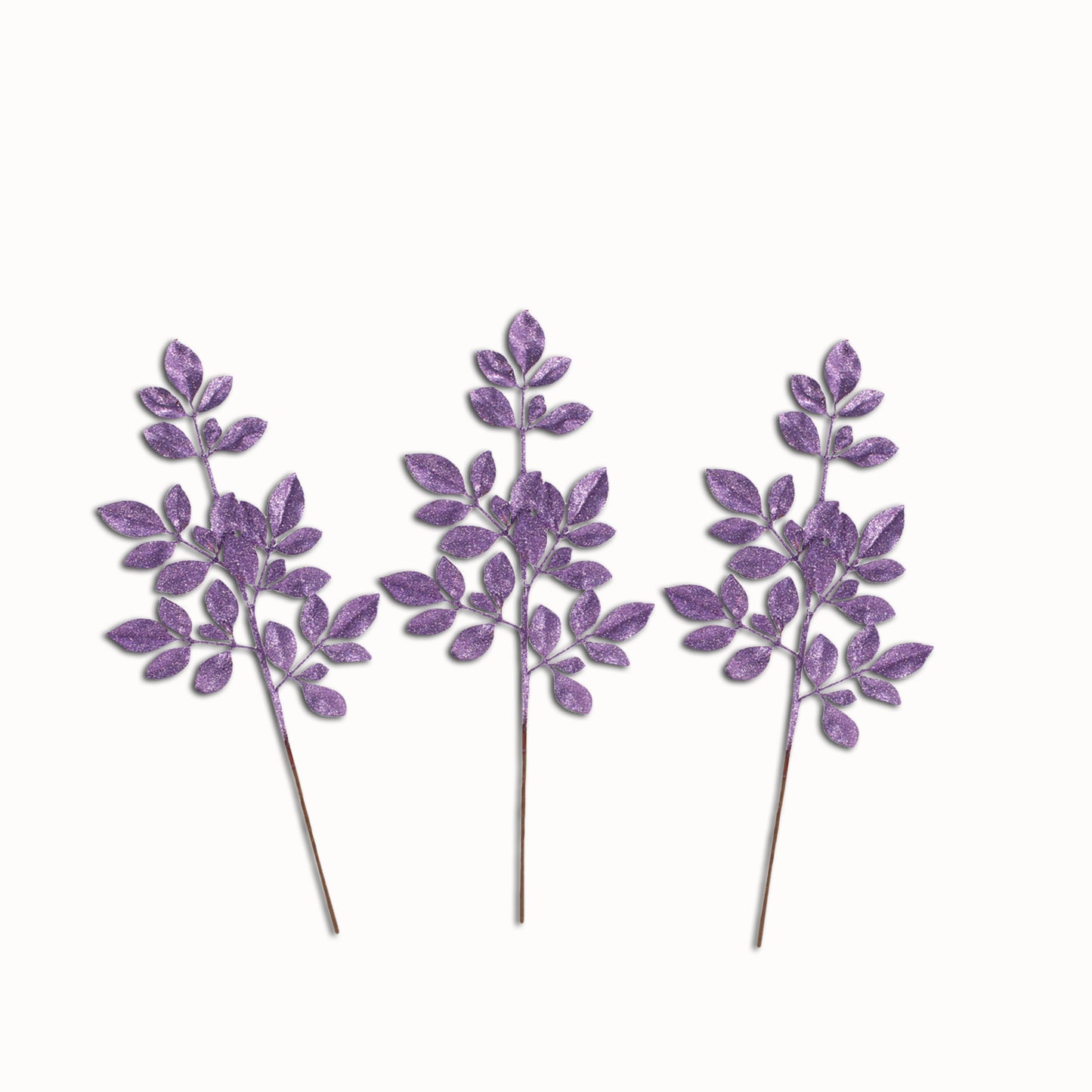 3 Pack of Lavender Leafy Glitter Picks