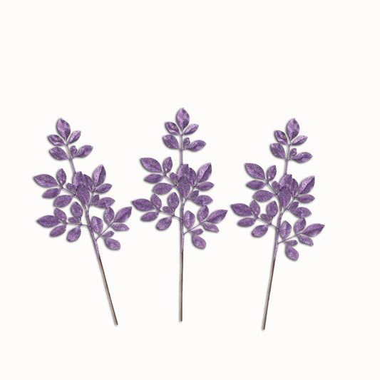 3 Pack of Lavender Leafy Glitter Picks