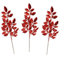 3 Pack of Red Leafy Glitter Picks