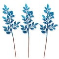 3 Pack of Teal Blue Leafy Glitter Picks