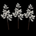 3 Pack of White Leafy Glitter Picks