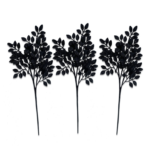 3 Pack of Black Leaf Clustered Glitter Picks