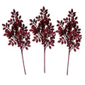 3 Pack of Burgundy Leaf Clustered Glitter Picks