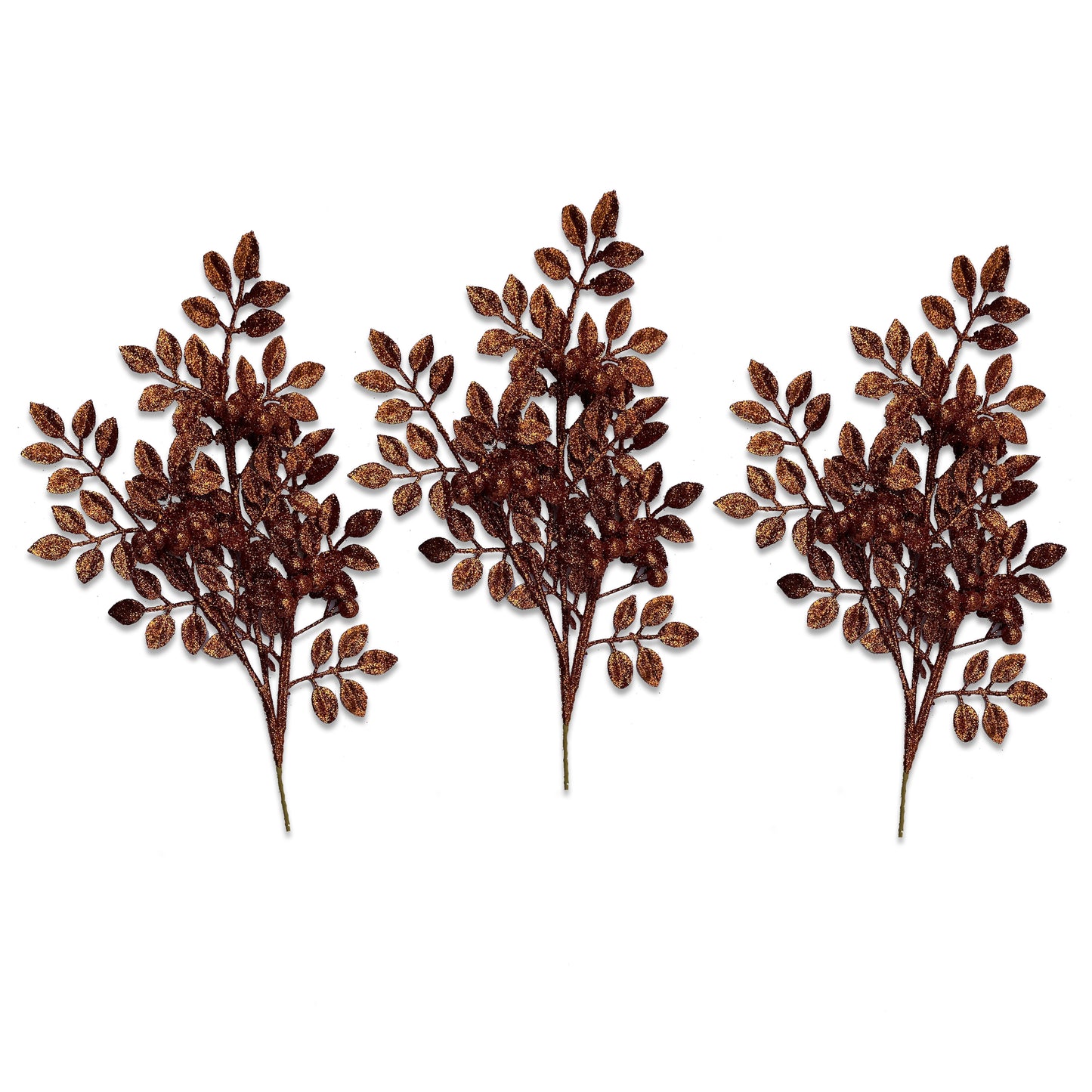 3 Pack of Copper Leaf Clustered Glitter Picks