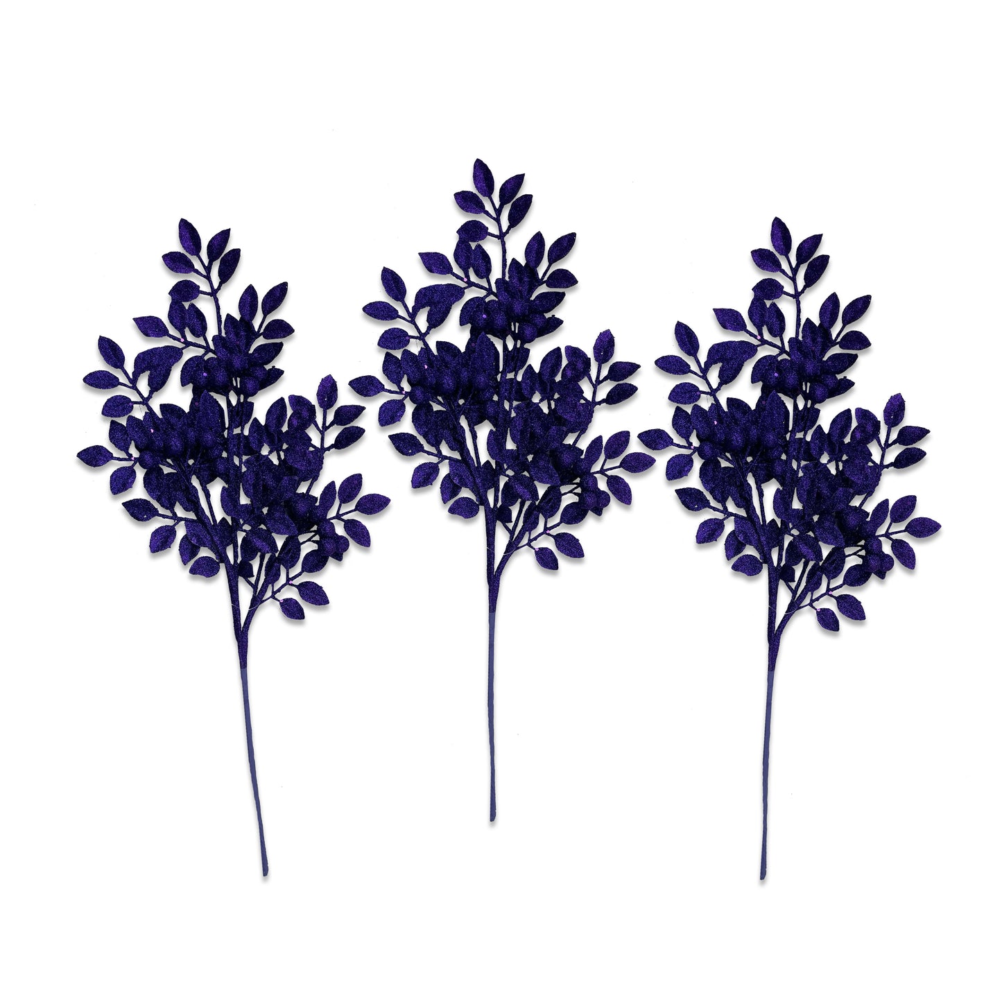 3 Pack of Purple Leaf Clustered Glitter Picks