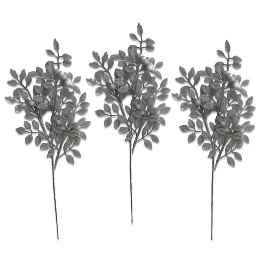 3 Pack of White Leaf Clustered Glitter Picks