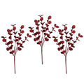 3 Pack of Burgundy Glitter Leaf Spray Picks