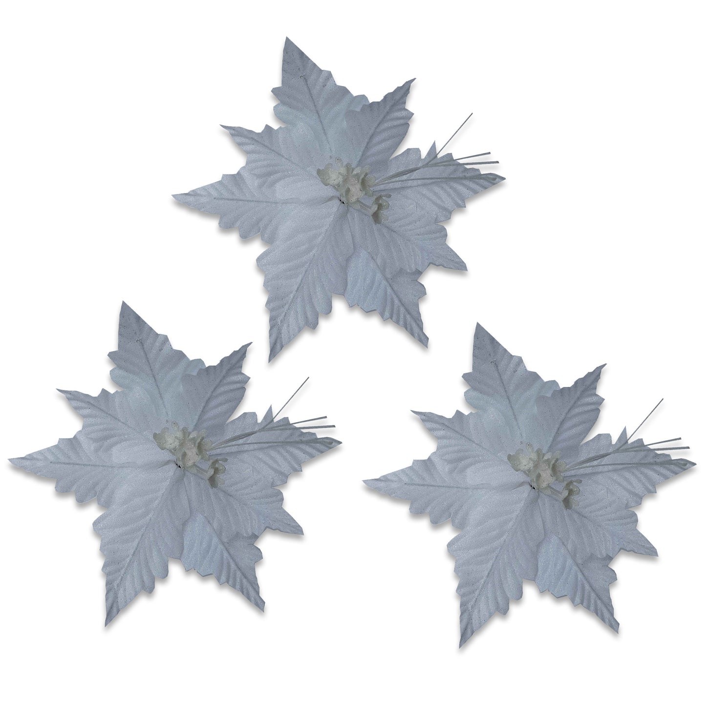 3 Pack of White Poinsettia Picks