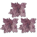 3 Pack of Lavender Poinsettia Picks with Glitter Centers