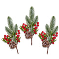 3 Pack of Winter Berry Snow Crusted Pine Picks