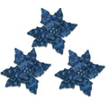 3 Pack of Navy Blue Poinsettia Picks with Berry Centers