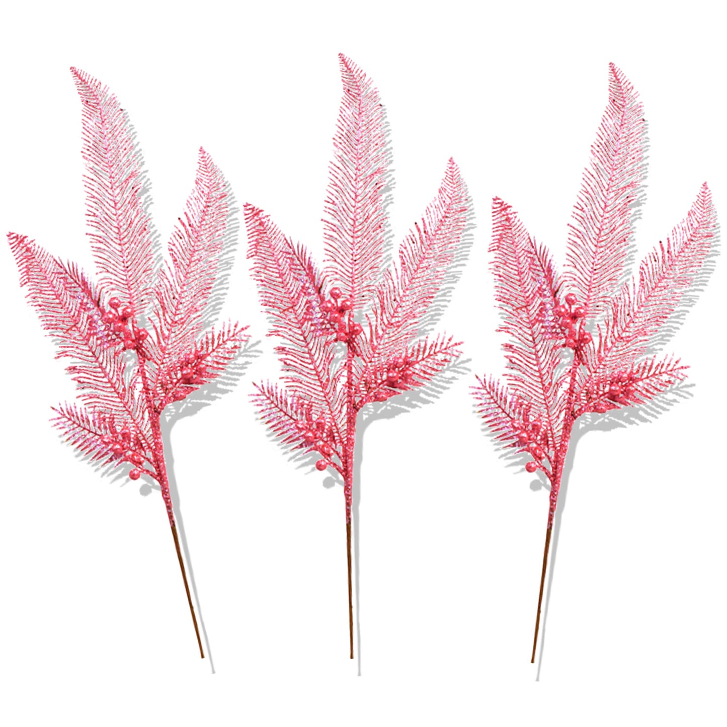 3 Pack of Light Pink Glitter Feather Picks