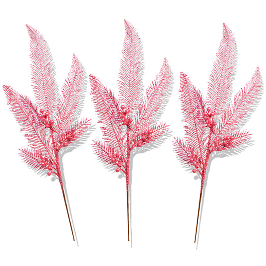 3 Pack of Light Pink Glitter Feather Picks