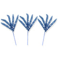 3 Pack of Navy Blue Floral Glitter Spray Picks