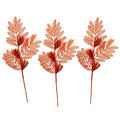 3 Pack of Orange Glitter Leaf and Spray Picks