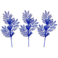 3 Pack of Royal Blue Glitter Leaf and Spray Picks