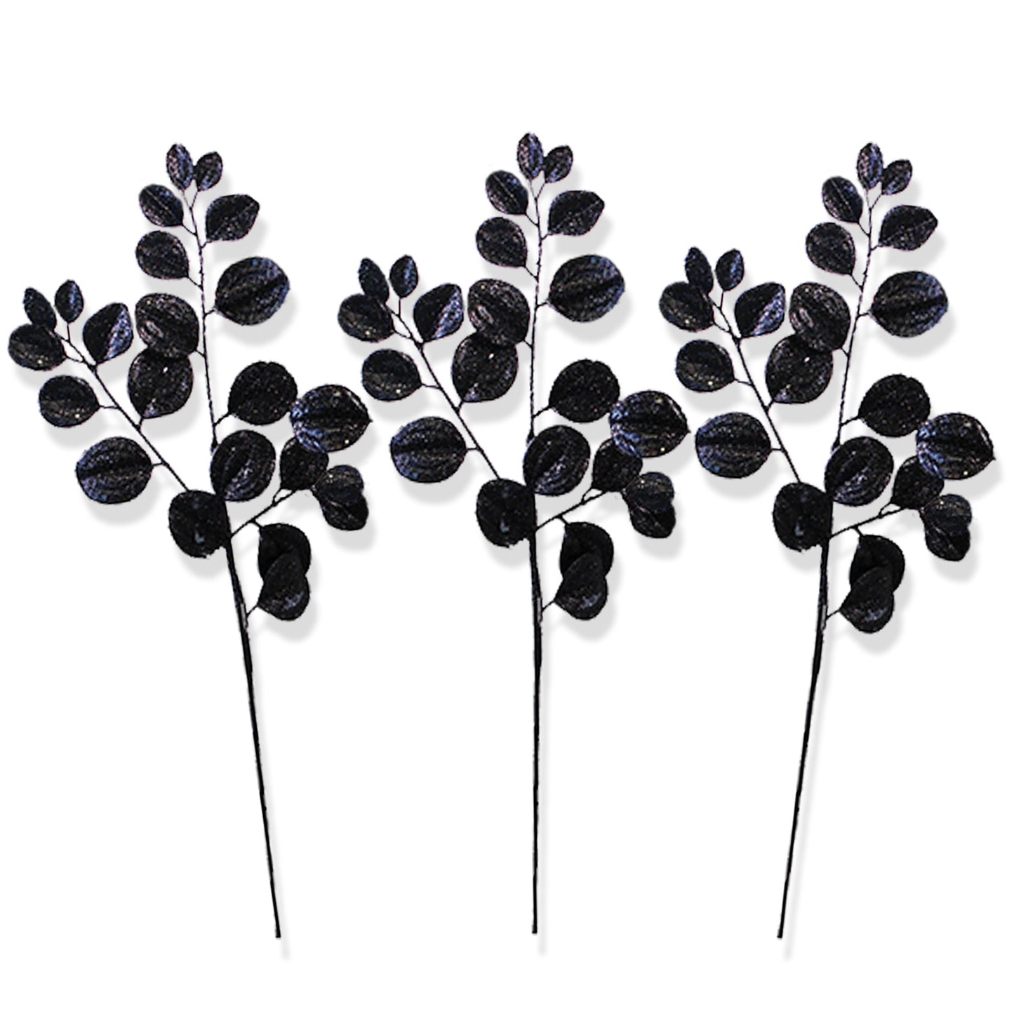 3 Pack of Black Round Leaf Glitter Picks