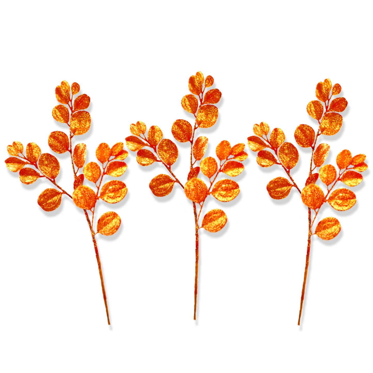 3 Pack of Orange Round Leaf Glitter Picks