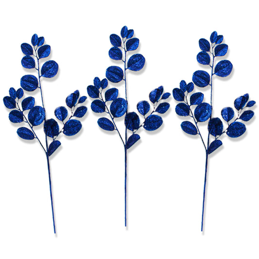 3 Pack of Royal Blue Round Leaf Glitter Picks