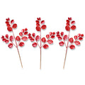 3 Pack of Red Round Leaf Glitter Picks