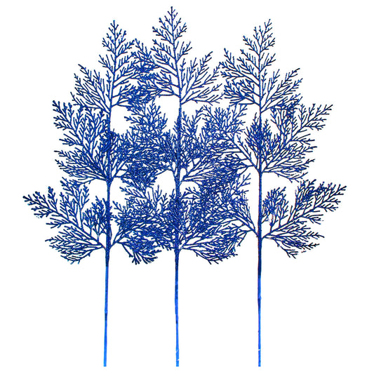 3 Pack of Royal Blue Glitter Branch Picks