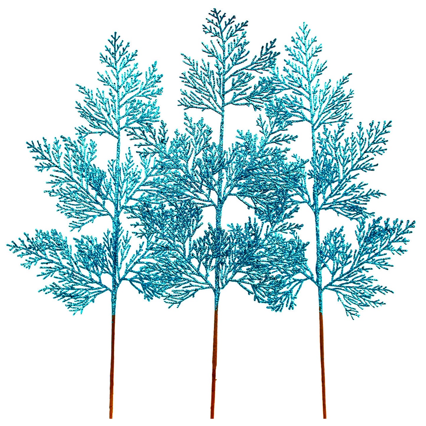 3 Pack of Teal Blue Glitter Branch Picks