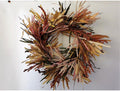 Beige and Brown Leafy Wreath with Burgundy Berry Accents