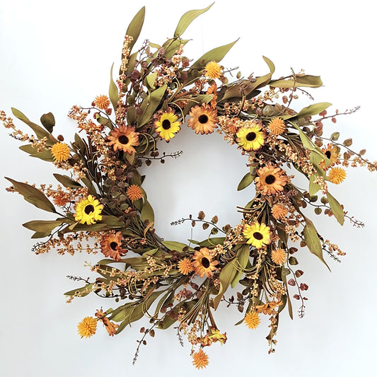 12" Brown and Yellow Sunflower Wreath